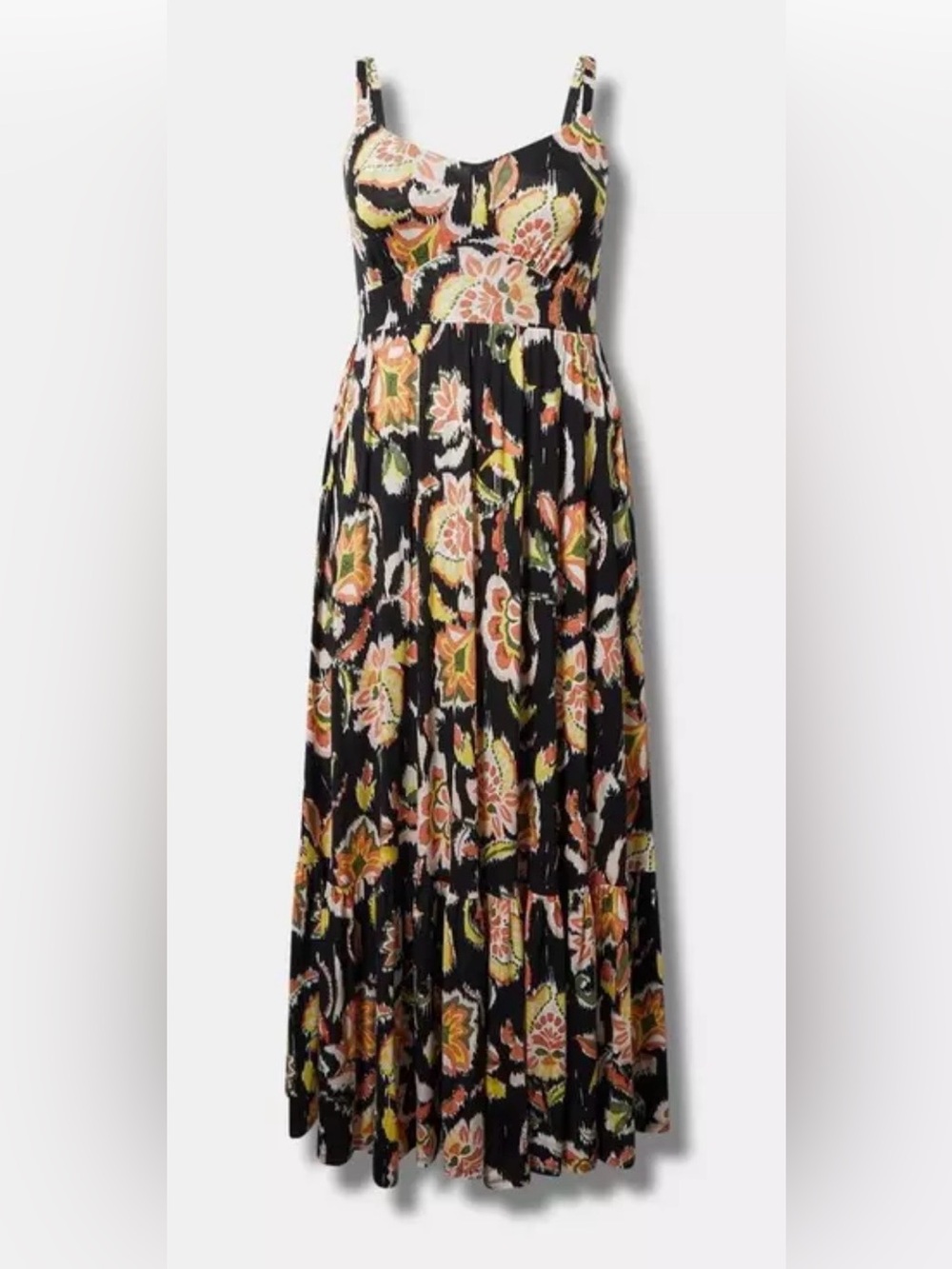 Torrid Floral A-Line Maxi Dress W/ Pockets in Bella Jaco Deep Black Size 1 - Picture 1 of 11